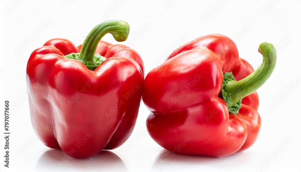 red bell pepper isolated on the white background clipping path