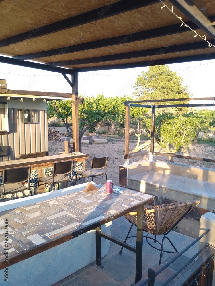 Fototapeta premium Garden Bar Seating Area Construction