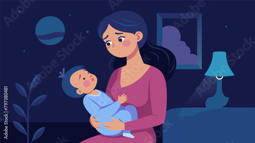 In a dimly lit room a mother rocked her crying baby while softly humming a lullaby using the power of her voice to soothe both of their troubled.