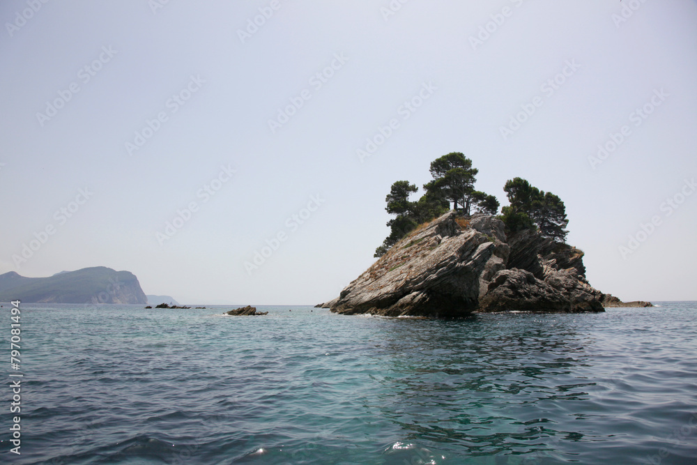 Small island in Adriatic Sea, Petrovac, Montenegro