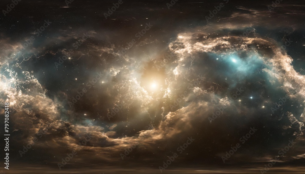 360 degree full sphere panoramic deep outer space background with giant nebula equirectangular projection environment map hdri spherical panorama