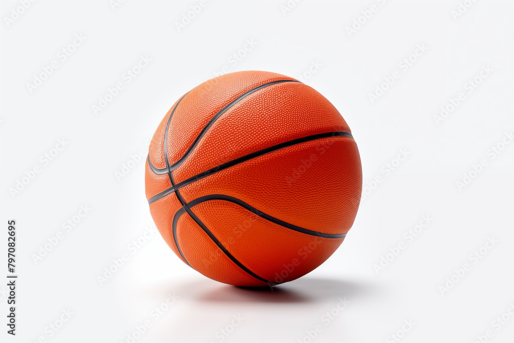 Basketball ball on white background. Basketball related topics. Basketball game. Basketball league. NBA. Image for graphic designer.