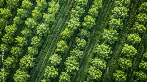 Aerial View of Green Agroforestry Landscape photo