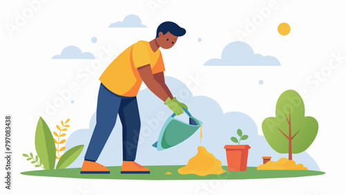 A man participates in a community cleanup day picking up litter and promoting a clean environment..