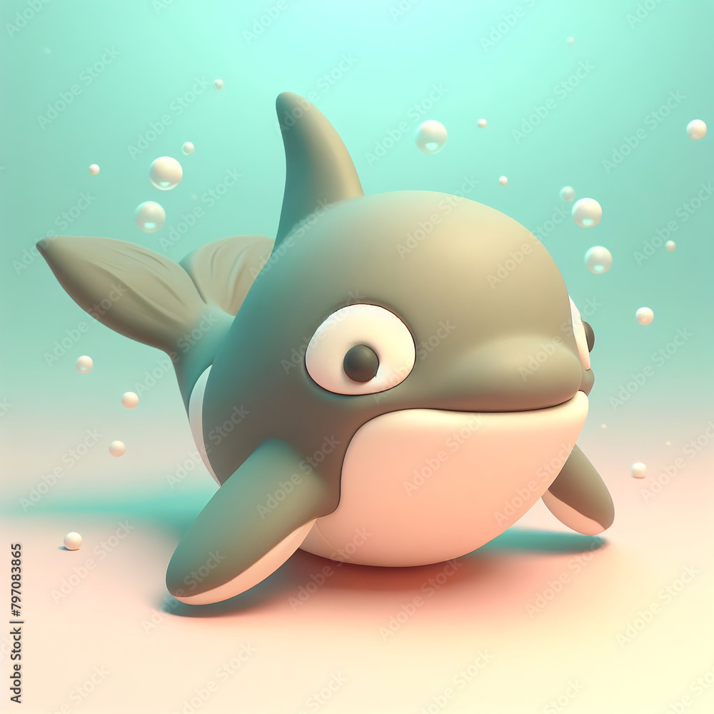 Fototapeta premium 3d clay whale