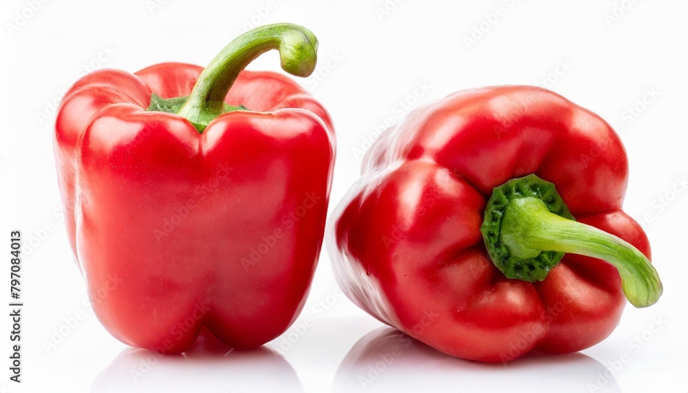 red bell pepper isolated on the white background clipping path