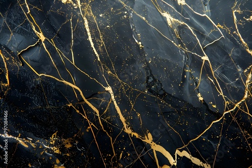 Luxurious black marble background with gold lines elegant and modern design. Concept Luxurious Decor, Black Marble, Gold Accents, Elegant Design, Modern Aesthetics