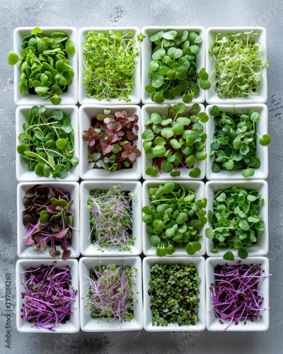 there are many different types of sprouts in the bowls