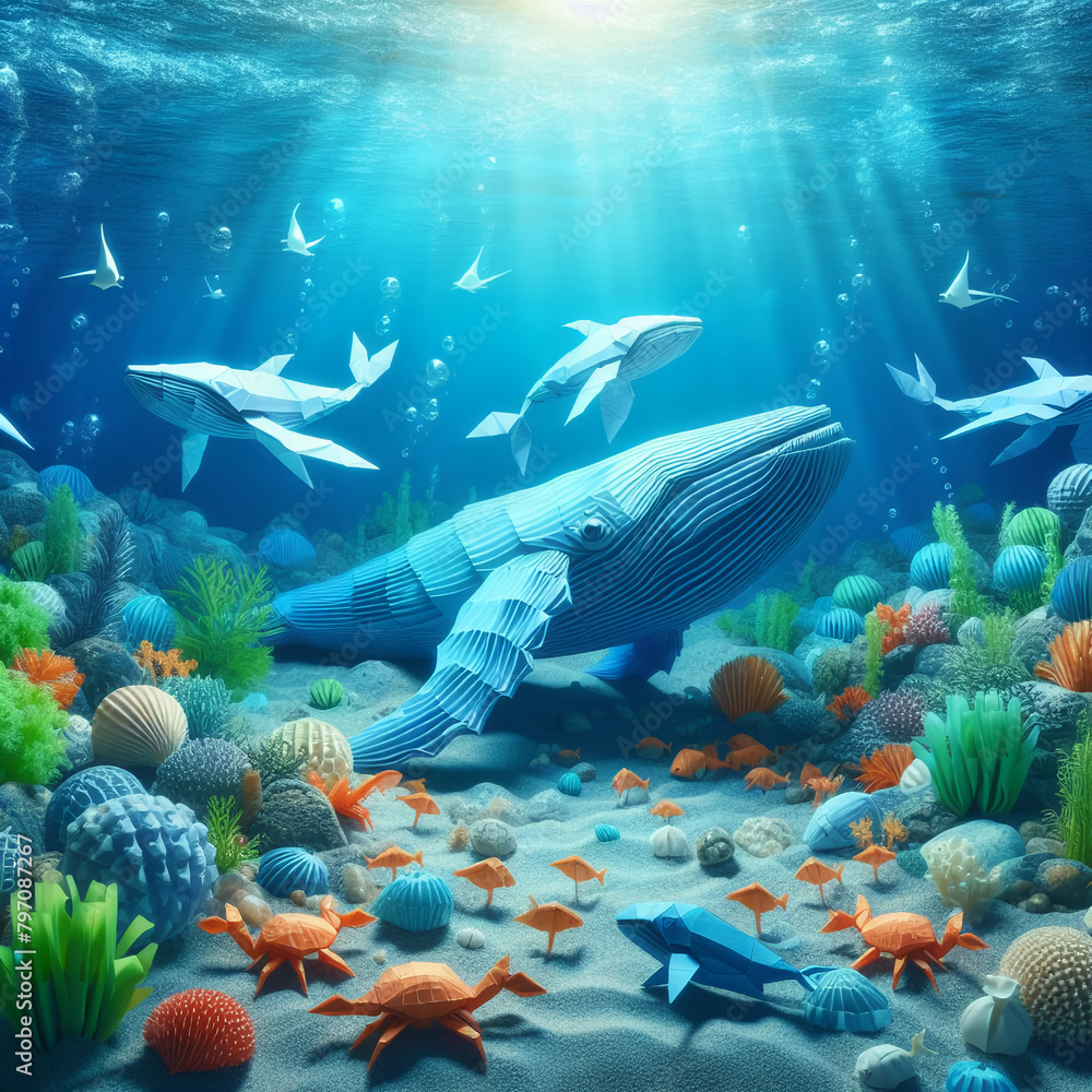 Obraz premium paper whale