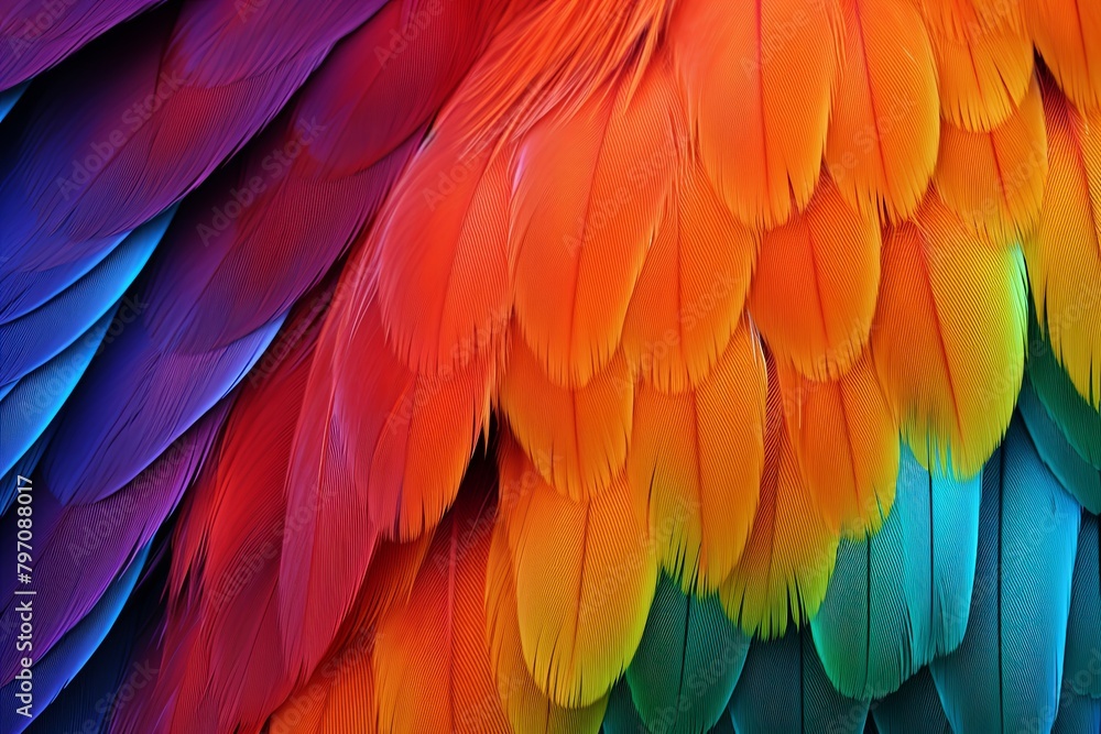 Obraz premium Vibrant Parrot Feather Gradients - Birdwatching Guide Brochure