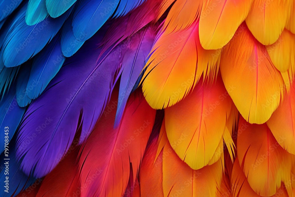 Fototapeta premium Vibrant Parrot Feather Gradients Nature Puzzle: Stunning Design