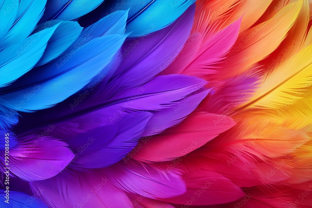 Vibrant Parrot Feather Gradients: Tropical Fashion Textile Design Explosion Vibrant Parrot Feather Gradients: Tropical Fashion Textile Design Explosion