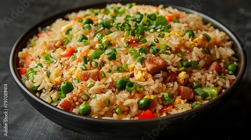 Chinese Cuisine  Fried Rice with Vegetables and Meat