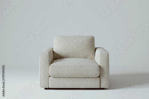 An armchair with a built-in USB charging port, standing alone on a solid white background.