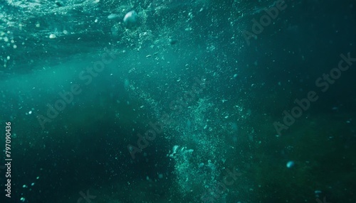 underwater scene with bubbles polluted ocean contamination of the sea caused by industry