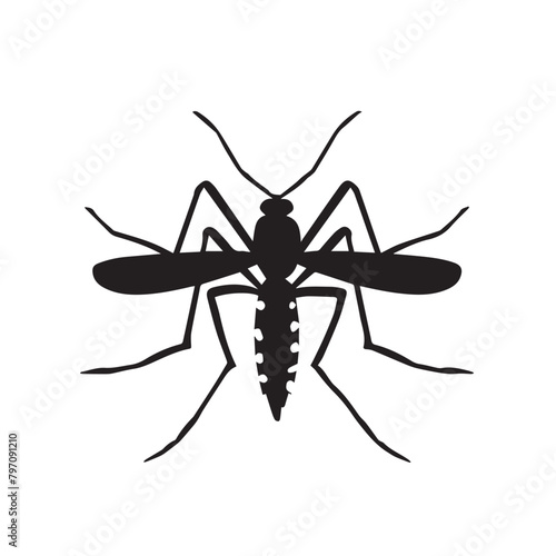 Mosquito in cartoon, doodle style . Image for t-shirt, web, mobile apps and ui. Isolated 2d vector illustration in logo, icon, sketch style, Eps 10, black and white. AI Generative © Alexey