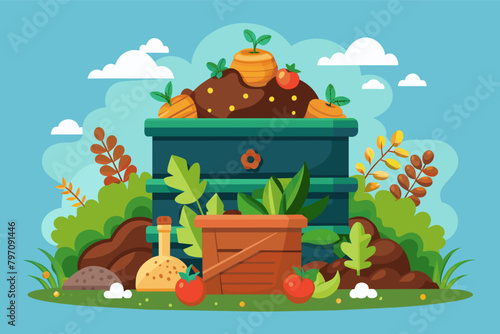 A compost bin overflowing with organic matter, signifying the importance of responsible waste management.