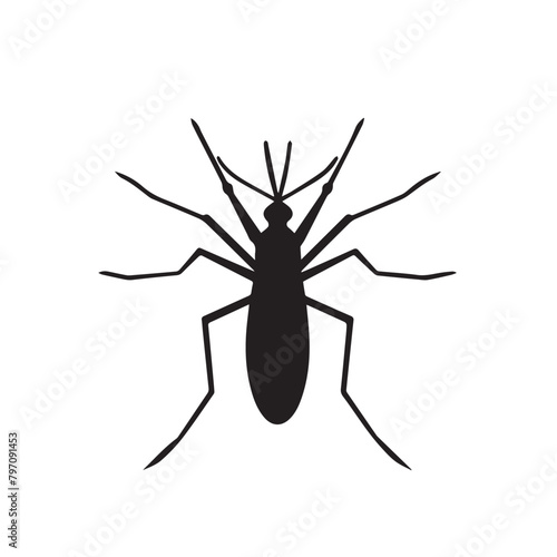 Mosquito in cartoon, doodle style . Image for t-shirt, web, mobile apps and ui. Isolated 2d vector illustration in logo, icon, sketch style, Eps 10, black and white. AI Generative