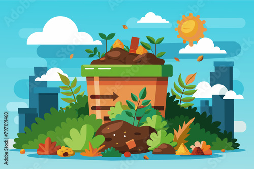 A compost bin overflowing with organic matter, signifying the importance of responsible waste management.