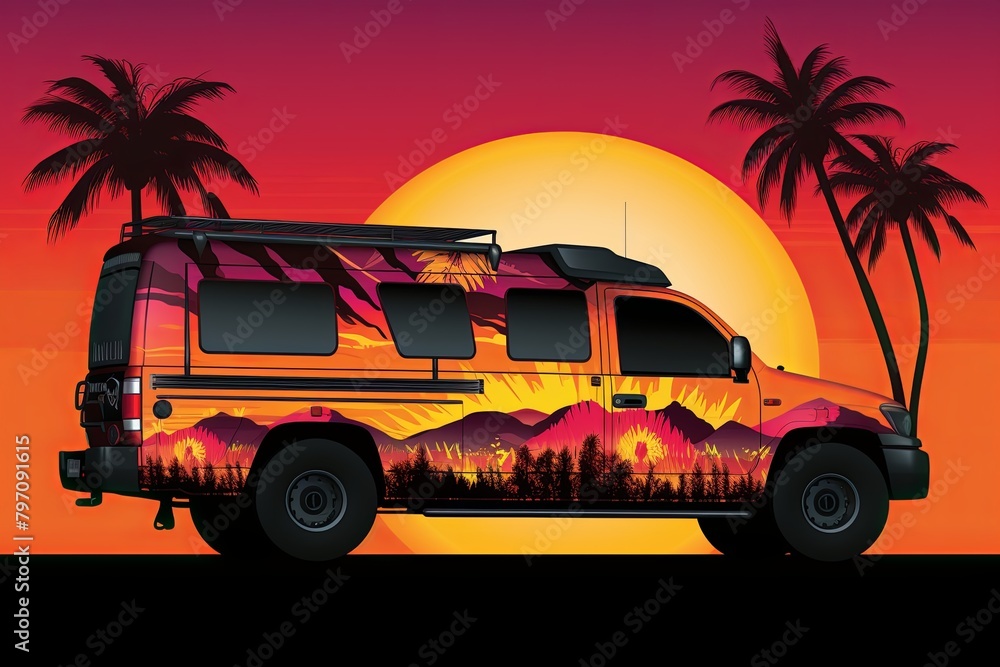 Sunset Safari Gradients: Wild Vehicle Wrap Design for Safari Adventures