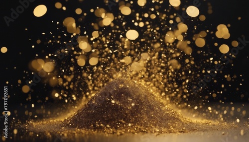  Festive powder Glamour splash fashion dust Stylish scattered backdrop. black Abstract Gold mist confetti glowing. golden Magic background. glitter particles. fire flames hot heat red b 