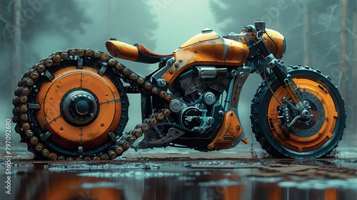 Steampunk Forest Motorcycle / You can find other images using the keyword aibekimage