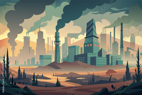 A desolate cityscape shrouded in thick smog, highlighting the consequences ir pollution.