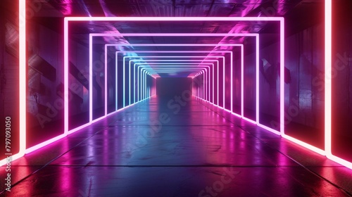 Cyber Neon Purple Blue Red Sci Fi Futuristic Grunge Futuristic Studio Stage Dark Room Underground Warehouse Garage Neon © Vladimir