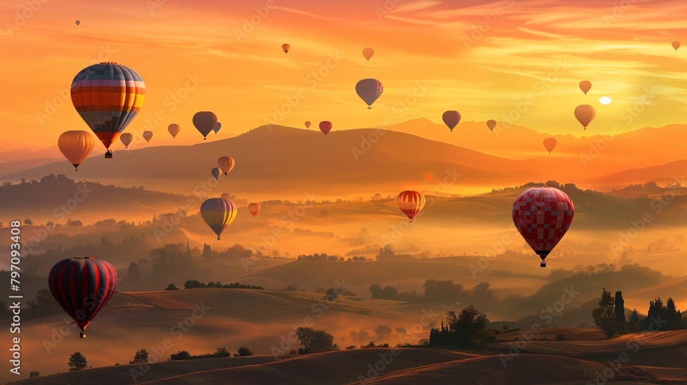 Colorful Hot Air Balloons in the sky, Skyward Festival, a Celebration of Flight and Freedom