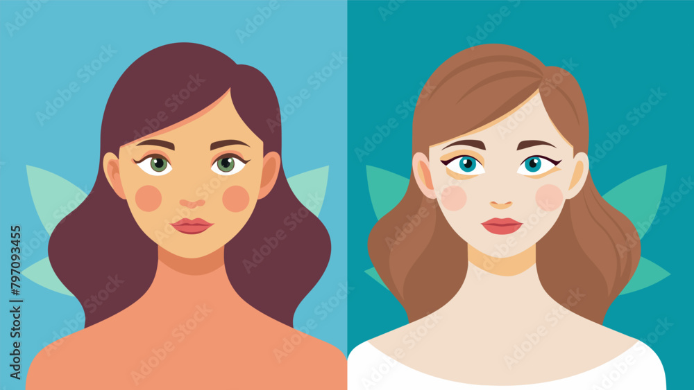 The before photo shows a woman with a dull and lackluster complexion possibly due to poor circulation. In the after photo her skin is visibly brighter. The before photo shows a woman with a dull and lackluster complexion possibly due to poor circulation. In the after photo her skin is visibly brighter.