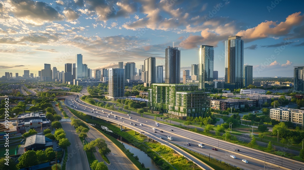 Fototapeta premium a city with a lot of tall buildings