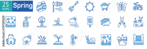 set Spring Equipment Icons. Vector of Spring time collection. different editable stroke