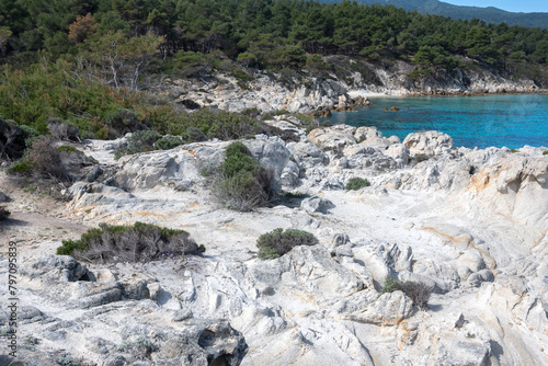 Sithonia coastline near Orange Beach, Chalkidiki, Greece photo