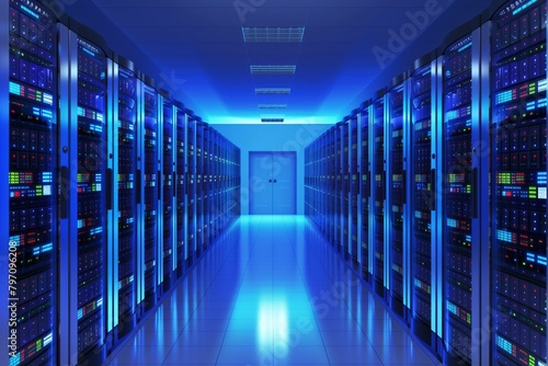 High-tech data center with server racks