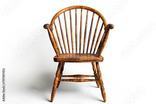 An elegant and refined Windsor chair featured on a solid white background, isolated on solid white background.