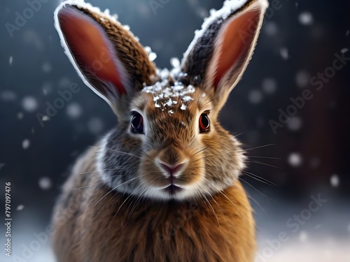 Wild rabbit in the snow photo