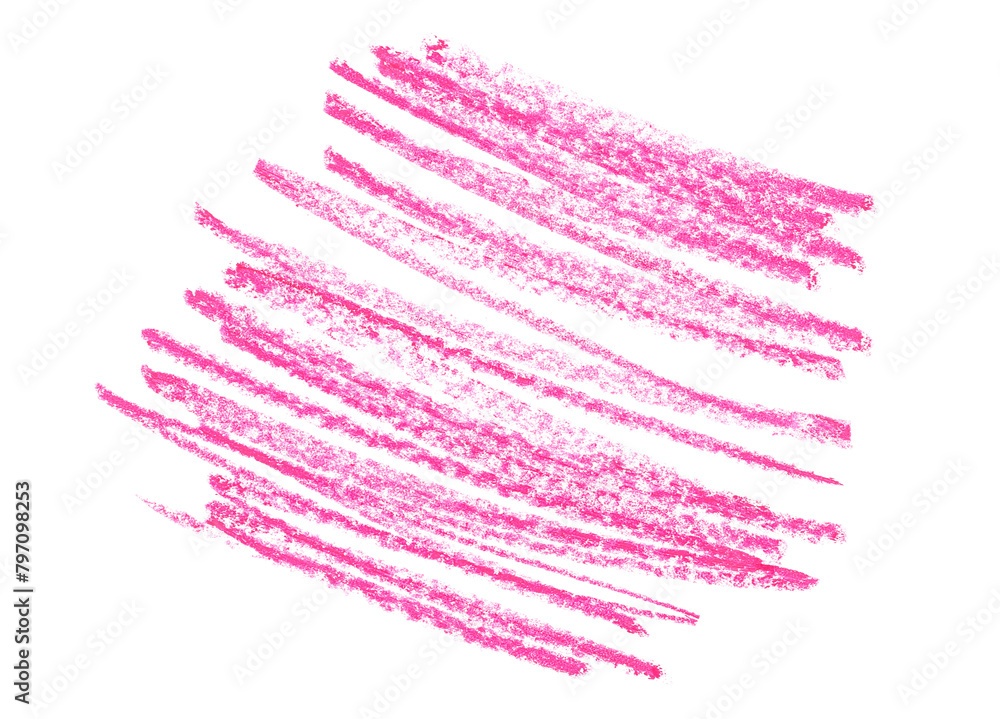 Fototapeta premium Grunge hand draw, scribble pink square, wax pastel, crayon isolated on white, clipping path