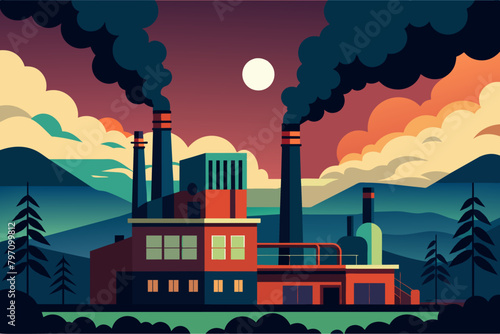 A factory spewing dark smoke into the sky, representing a major source ir pollution