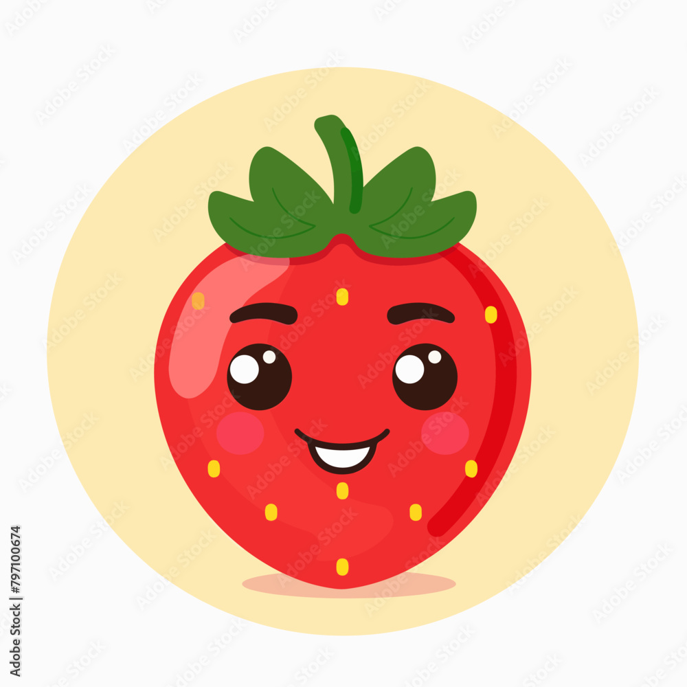 Strawberry cartoon character. Vector illustration of a smiling strawberry. Strawberry cartoon character. Vector illustration of a smiling strawberry.