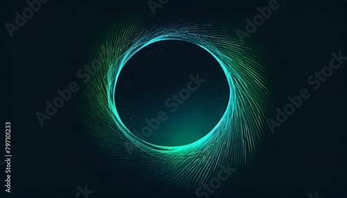 abstract circle round frame by lines wavy flowing blue green gradient isolated on black background vector in concept modern technology science music © Paris