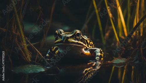 the northern leopard frog lithobates pipiens in the swamp photo