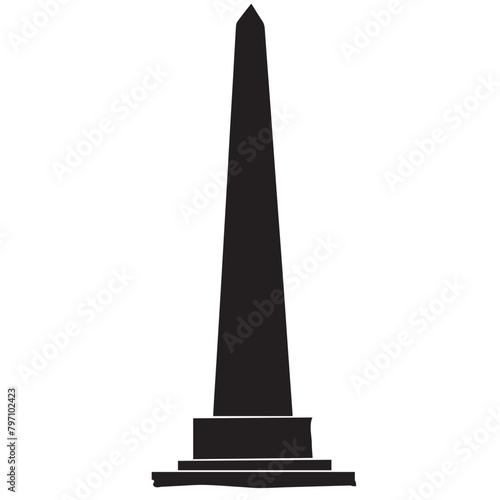 Obelisk in cartoon, doodle style . Image for t-shirt, web, mobile apps and ui. Isolated 2d vector illustration in logo, icon, sketch style, Eps 10, black and white. AI Generative