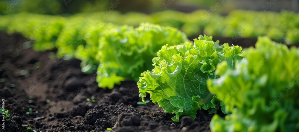 Fresh lettuce growing in fertile farm soil Fresh lettuce growing in fertile farm soil