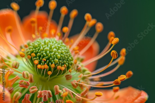 Vivid Macro Shot of Flower Stamen and Pollen