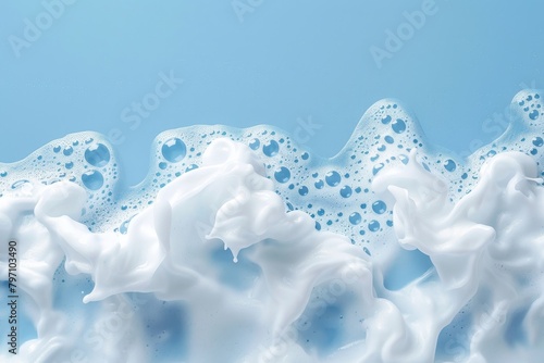 Close-up of white foam on blue background