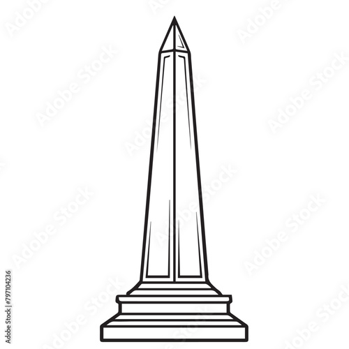 Obelisk in cartoon, doodle style . Image for t-shirt, web, mobile apps and ui. Isolated 2d vector illustration in logo, icon, sketch style, Eps 10, black and white. AI Generative