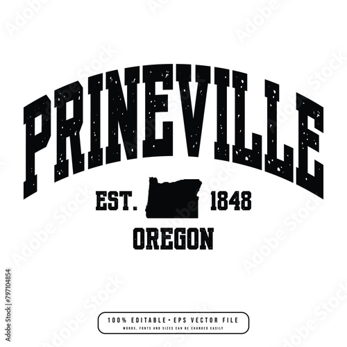 Prineville text effect vector. Editable college t-shirt design printable text effect vector photo