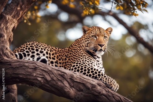  tree sitting leopard animal wild jungle looking carnivore wilderness african closeup spot powerful outdoors fast environment face whisker eye portrait black predator angry felino africa nature 