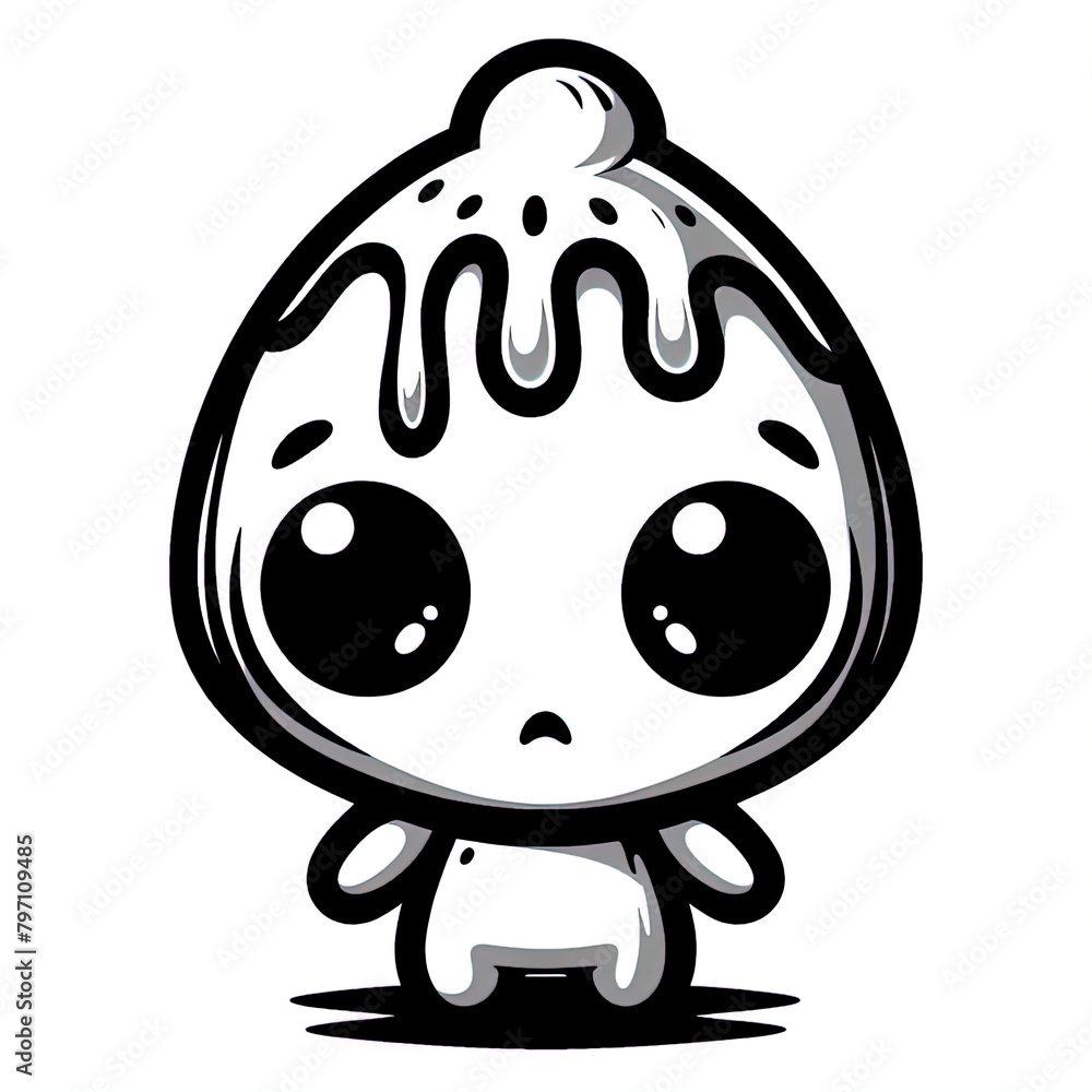 Obraz premium Eine minimalistische schwarz weiße Vektorgrafik eines kleinen Aliens