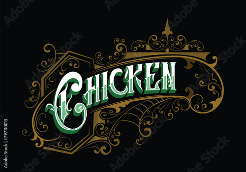 CHICKEN lettering custom style design